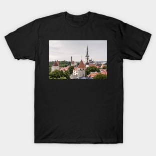 Aerial cityscape of old town of Tallinn T-Shirt